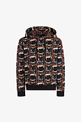 Baumwoll-Kapuzenpulli mit Zähnen und Panther-Print