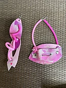Asymmetrical Pink Statement Earrings - Reclaimed Leather & Hand-Painted — KFLEYE.COM