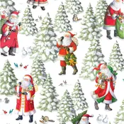 Caspari 8' Continuous Gift Wrap Roll, Woodland Santa (9759RC)