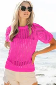 BiBi Crochet Lace Top With Puff Sleeves