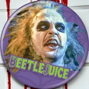 3 Inch Button Beetlejuice on Purple