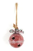 10" Long Antique Red Oversized Hanging Metal Christmas Bell with Star Cutouts  ZR200890-D