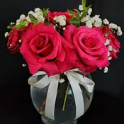 Small roses by the dozen (with greens and fillers)