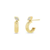 14K Marquise Diamond Hoop Earrings