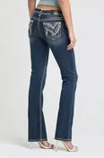 Grace In LA Women's Chevron Motif Embroidery Bootcut Jean
