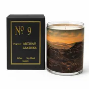 No. 9 Artisan Leather Wood Candle