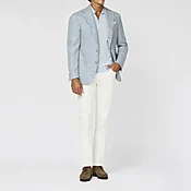 LORO PIANA Sky Blue & Ivory Wool, Cotton, Silk & Linen Jacket — Hall Madden