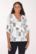 Blue Shadows Zip Neck Top