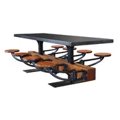 The Original Swing-Out Seat Table - Dining Height with Steel Top - Vintage Industrial by Get Back, Inc