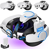 Kawaye Head Strap with 15000mAh (7500 x 2) Hot-Swap Battery Packs for Meta Quest 3S/Quest 2/Quest 3 Head Strap, Double Knobs Adjustable Elite Strap Replacement,VR Headset Accessories Strap