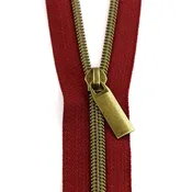 #5 Zippers by the Yard Burgundy Tape Antique Coil