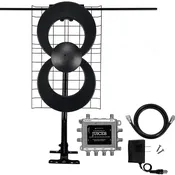 Bundle - ClearStream 2V Indoor / Outdoor HD TV Antenna, 20-inch Mast, JUICE8 Distribution Amplifier 8-Output