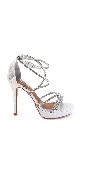 Satin Crossover Rhinestone Strap Platform Sandal
