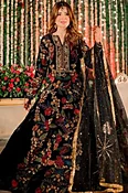 Black Velvet Embroidered Straight Cut Palazzo Suit for Wedding & Party
