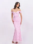 Dahlia Pink Floral Lace Mermaid Gown (Archive Sale)