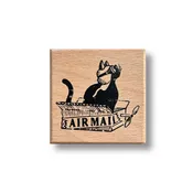 Airmail Cat Rubber Stamp