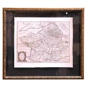 17th Century Framed Map of Ancient France Titled “Typus Galliae Veteris”