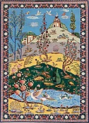 4x6 Isfahan Persian Rug, Persian Isfahan Haghighi Rug, Scenery Rug