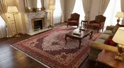 Burgundy Ivory Medallion Rug