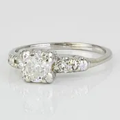 Vintage Palladium Euro Cut Diamond Art Deco Engagement Wedding Ring
