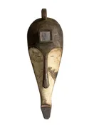 # 1218 Vintage  African Fang  Elongated Face  Wooden  Mask Gabon  21" H