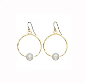 Gold Hoops with Baroque Pearls
