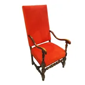 17th c. Period Continental, Flemish Walnut Upholstered Armchair
