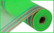 10.25"X10Yd Faux Jute/Pp/Border Stripe  Lime/Hot Pink/Fresh Green/Turquoise  RY8326M3