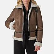 Aviator Brown Leather Jacket Womens