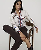 Horsebit Print Modern Shirt in Satin