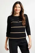 Button Detail Stripe Knitted Top