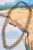 Brass Circle Chain Double Strand Necklace