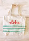 Aloha Stripe Hawaiian Canvas Tote Bag