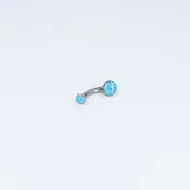 2 Gem Navel Curve - 12g - Azure Opal - 3/8" - 6mm, 4mm - Titanium - Navel - Industrial Strength — MODERN RITUAL