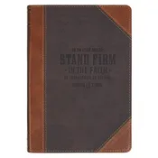 Stand Firm in the Faith Honey-brown and Espresso Faux Leather Classic Journal - 1 Corinthians 16:13