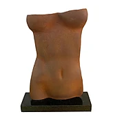 2003 "Torso (Ferro)"  Figurative Sculpture dark bronze color cast Iron on Granite by Gerald Siciliano