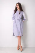Blue Striped Cotton Lace Dress