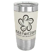 20 oz. Light Brown Laserable Leatherette Tumbler with Clear Lid