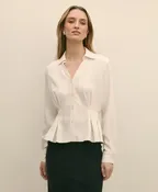 Viscose Pleated Peplum Blouse