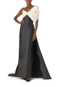 Asymmetric Draped Bow Column Gown