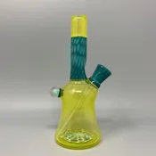 AJ Glass to Mouth Yellow/Teal Mini Tube Rig with Bear Banger (Auction)