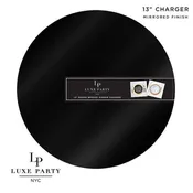 13" Black Round Light Weight Mirror Charger Plate