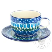 9oz Cup & Saucer - Blue Tulips