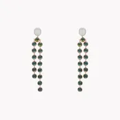 Aqua Cabochon & Round Tourmaline Drop Earrings