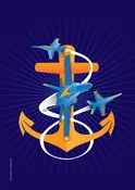 Anchors Aweigh Blue Angels Fouled Anchor House Flag by Joe Barsin, 28x40