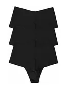 3 Pack BreatheSoft™ High Rise Thongs Black