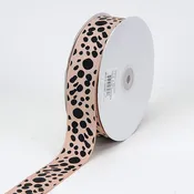 1-1/2 inchx 50 yards Tan Grosgrain Ribbon Dalmatian Dots