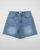 Clean Hem Wide Leg  Short - Med Wash
