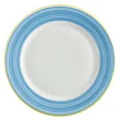 10 5/8"Blue Porcelain Rolled Edge Plate, Corona Calypso (12 Pack)