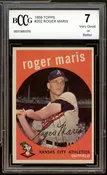 1959 Topps #202 Roger Maris Card BGS BCCG 7 Very Good+